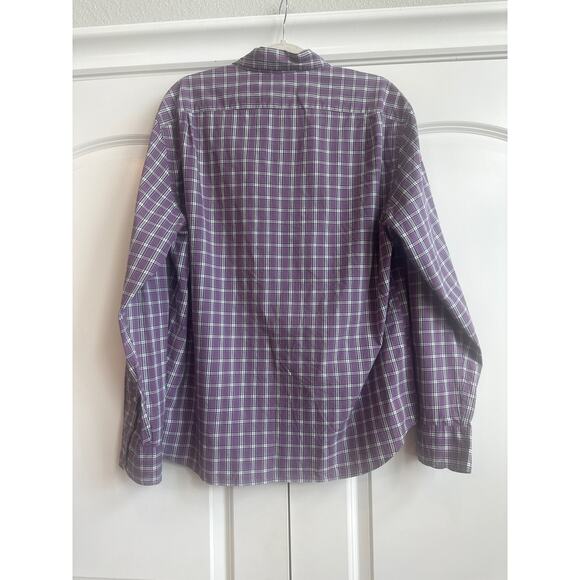 J. Crew Factory Men Slim Fit Flex Wash Purple and White Plaid Collar Button Down - Picture 7 of 7